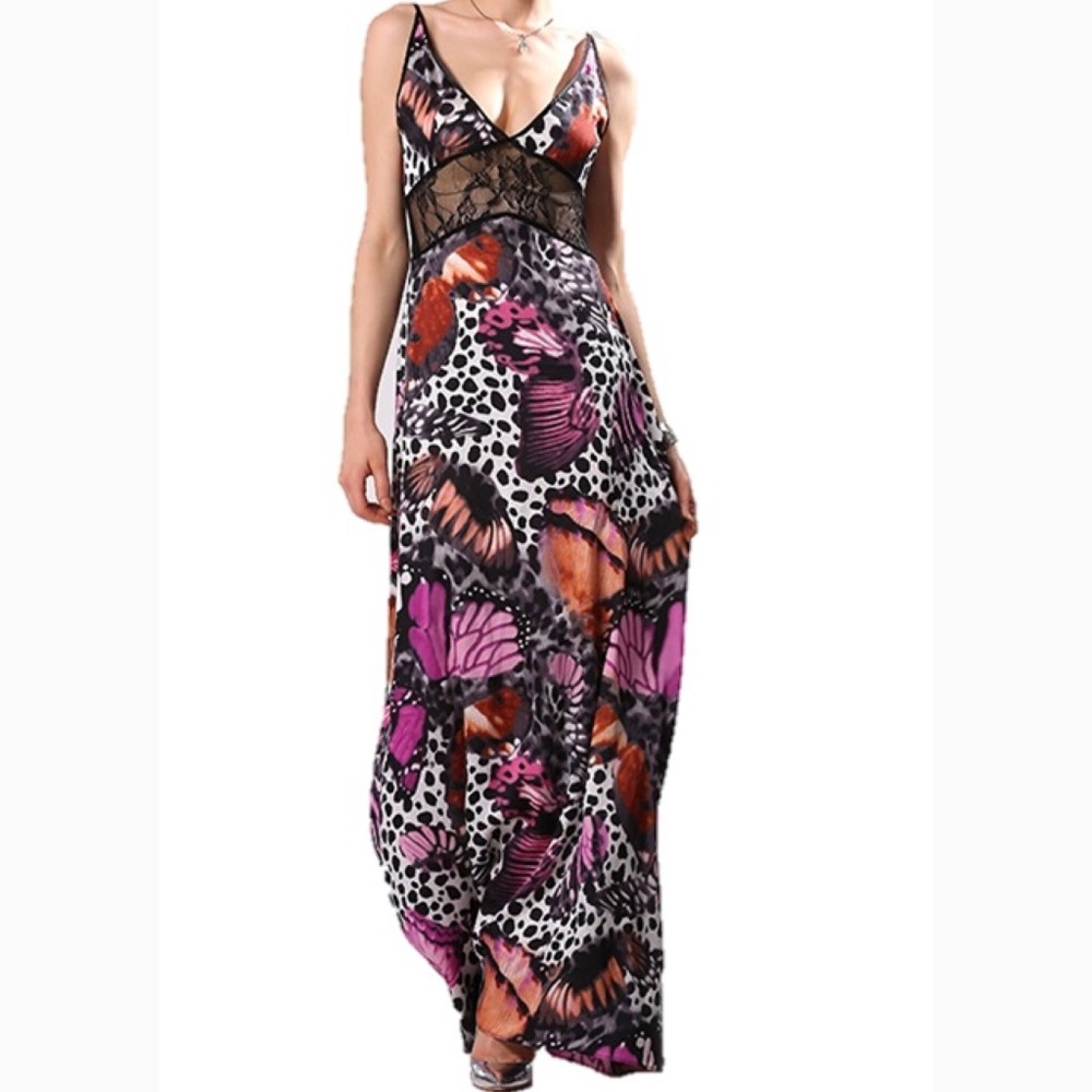 Butterfly Print Maxi Dress